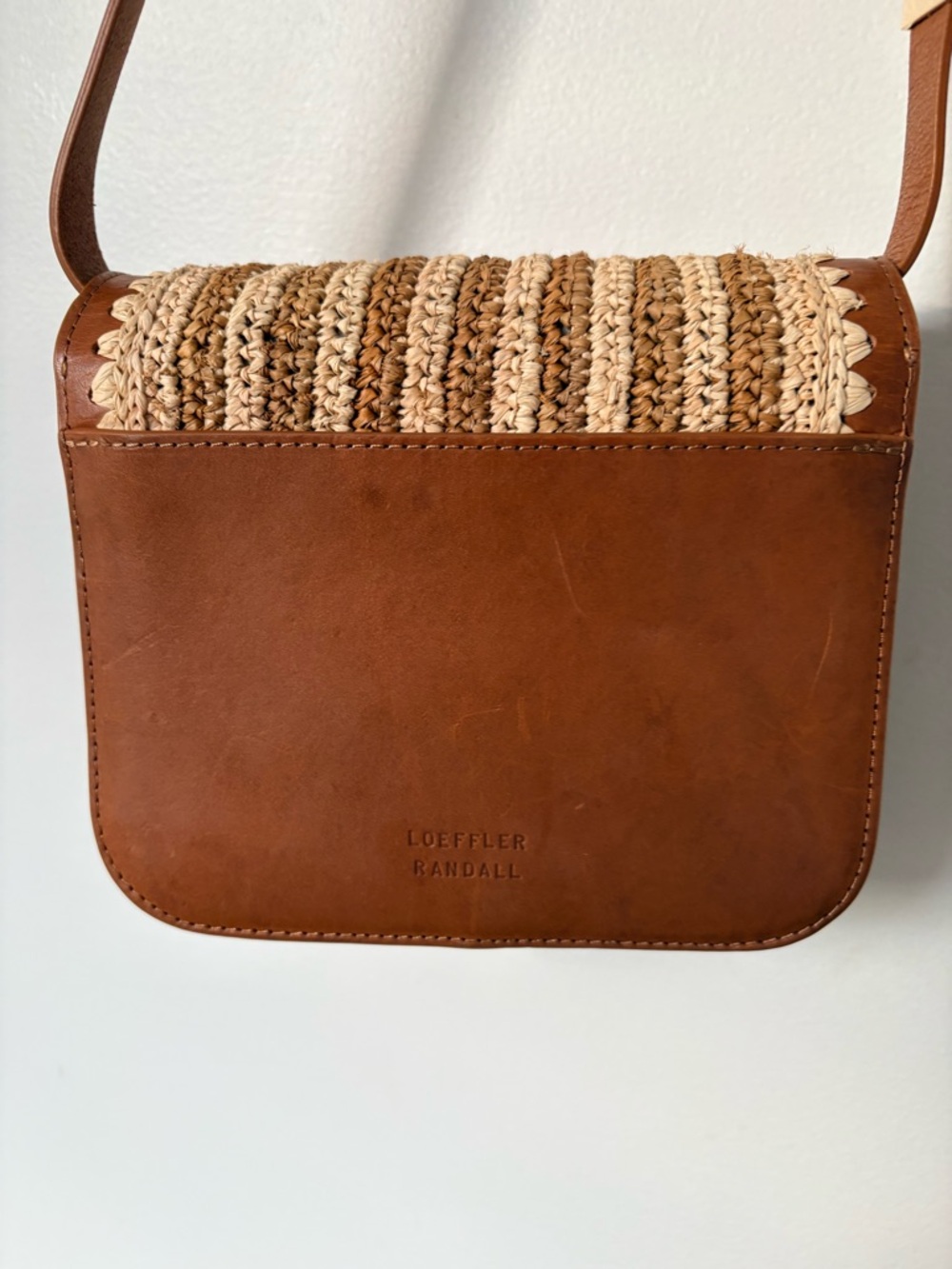 Loeffler Randall Kenton Crocheted Raffia and Leather Purse Crossbody - Picture 3 of 5